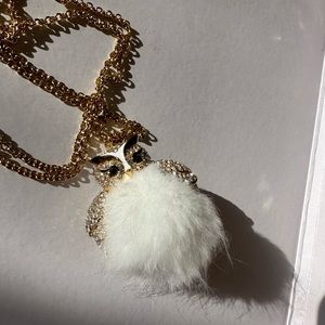 Kate Spade Into The Woods Owl Pendant Necklace with long gold chain